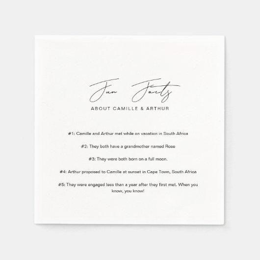 Leuke weetjes Minimalistisch Script Papier servet (Voorkant)