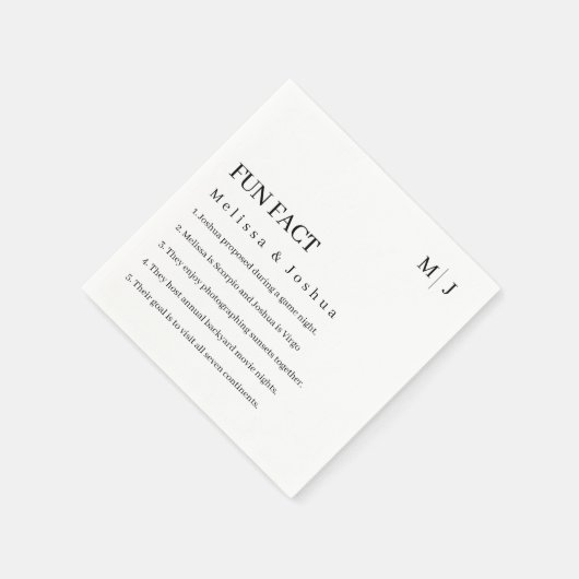 Leuke weetjes Moderne bruiloft Servet (Hoek)