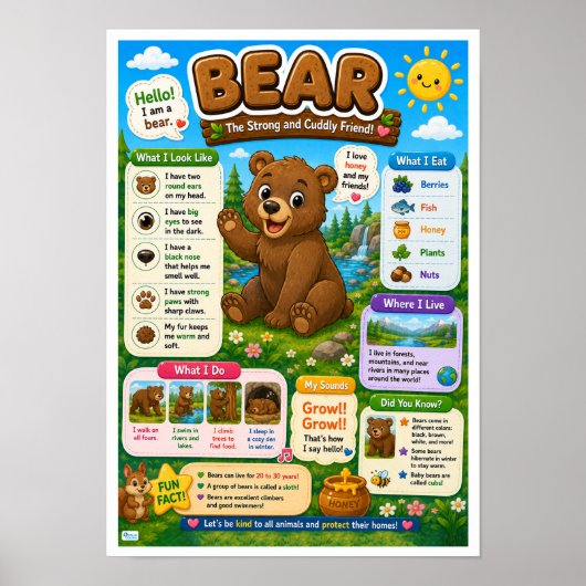 Leuke weetjes over beren voor kinderen poster (Voorkant)