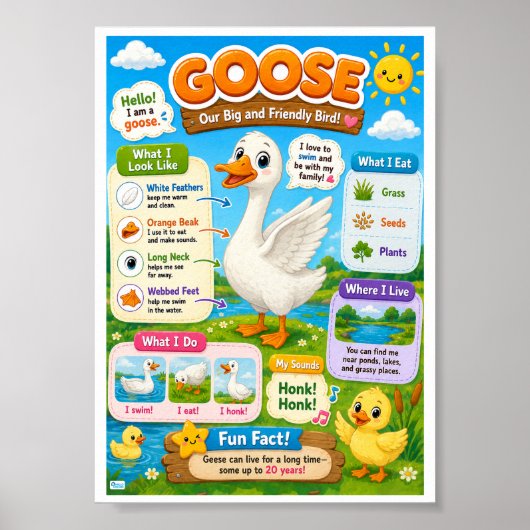 Leuke weetjes over ganzen voor kinderen poster (Voorkant)