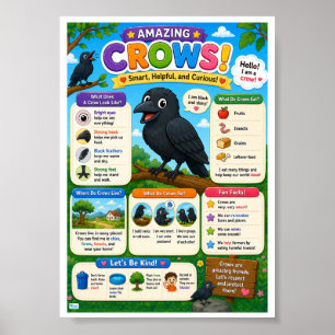 Leuke weetjes over kraaien voor kinderen poster