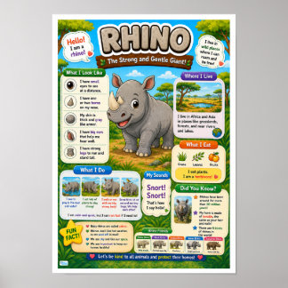 Leuke weetjes over neushoorns voor kinderen poster