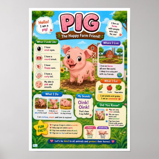 Leuke weetjes over varkens voor kinderen poster (Voorkant)