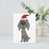 Leuke Weimaraner Dog in Santa Hat Kerst Cartoon Feestdagenkaart (Staand voorkant)