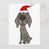 Leuke Weimaraner Dog in Santa Hat Kerst Cartoon Feestdagenkaart (Voorkant)