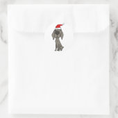 Leuke Weimaraner Dog in Santa Hat Kerst Cartoon Ronde Sticker (Tas)