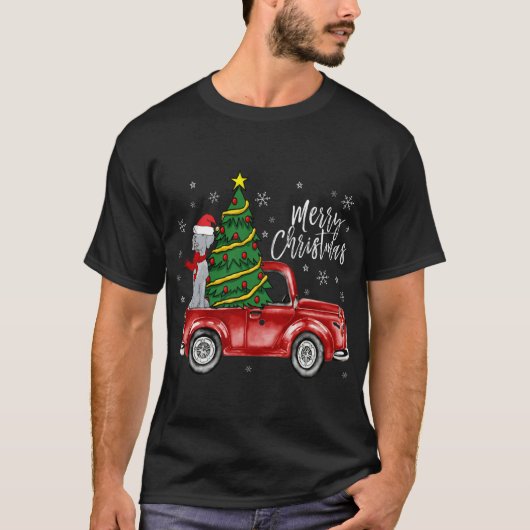 Leuke Weimaraner Hond Truck Merry Christmas Hond L T-shirt (Voorkant)