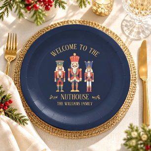 Leuke Welkom bij de Nuthouse Nutcracker Kerstmis Papieren Bordje