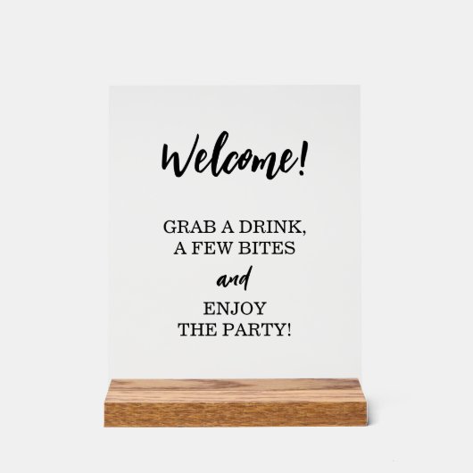 Leuke Welkom Open Bar Pak Een Cocktail Drank Acryl Bord (Voorkant)