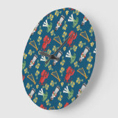 Leuke Welshe emblemen op blauwe ronde wandklok (Hoek)