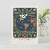 Leuke Wereldbol Latitude en Longitude Vakantie Bew Aankondiging (Staand voorkant)