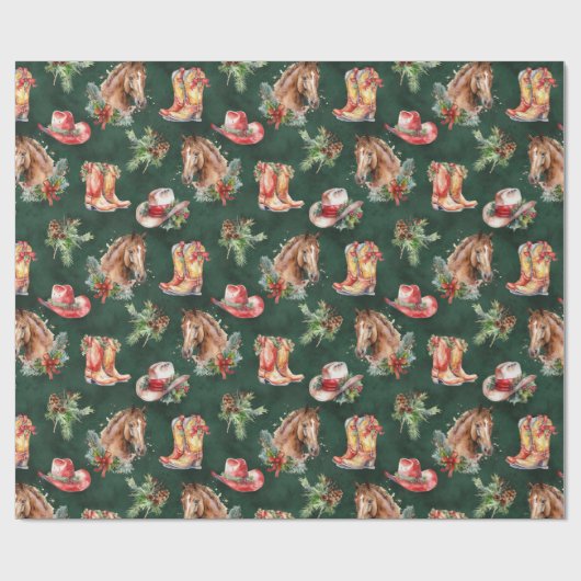 Leuke Western/Cowboy Kerst Cadeaupapier (Vlak)