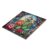 Leuke westerne cactus liefhebbers gebrandschilderd tegeltje (Zijkant)