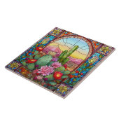 Leuke westerne cactus liefhebbers gebrandschilderd tegeltje (Zijkant)