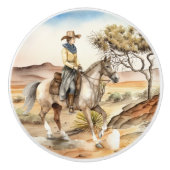 Leuke Westerne cowgirl woestijn Keramische Knop (Voorkant)