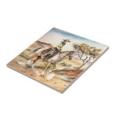 Leuke Westerne cowgirl woestijn Tegeltje (Zijkant)