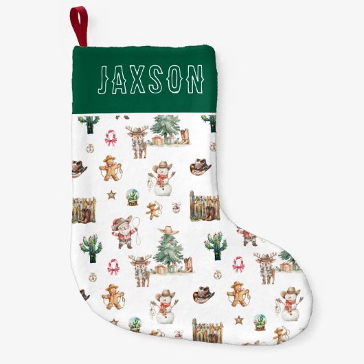 Leuke Westerne kerst gepersonaliseerd Kleine Kerstsok (Voorkant)