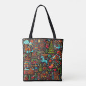 Leuke westerse kerstpatroon tote bag (Achterkant)