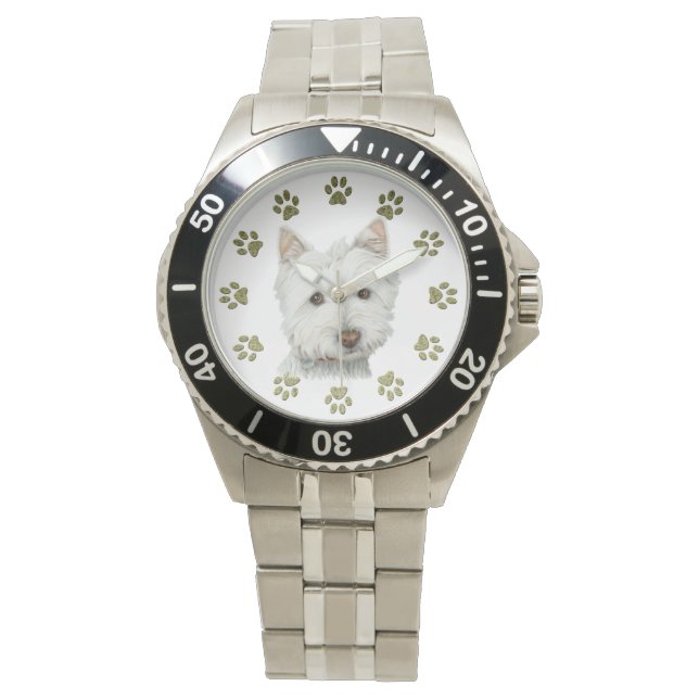 Leuke Westie Dog Art Watch Horloge (Voorkant)
