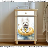 Leuke Westie Hond, Rubber Ring & Duck CV5 Decoupag Tissuepapier