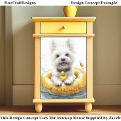 Leuke Westie Hond, Rubber Ring & Duck CV5 Decoupag Tissuepapier