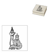 Leuke Whimsical Dinosaur met Verjaardag Pet Rubberstempel (Gestempeld)