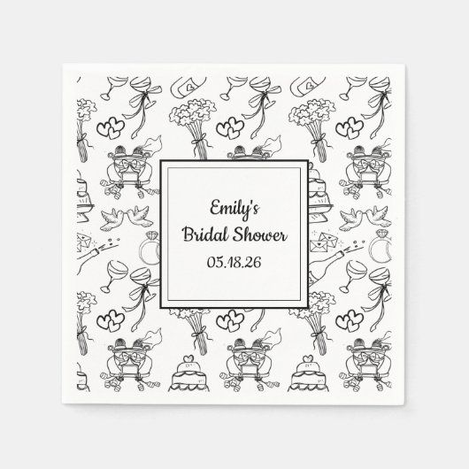 Leuke Whimsical Doodle Trendy Cute Bruidsmeisjesfe Servet (Voorkant)
