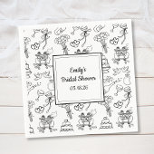 Leuke Whimsical Doodle Trendy Cute Bruidsmeisjesfe Servet