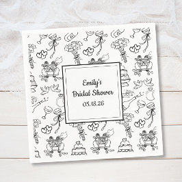 Leuke Whimsical Doodle Trendy Cute Bruidsmeisjesfe Servet
