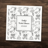 Leuke Whimsical Doodle Trendy Cute Bruidsmeisjesfe Servet