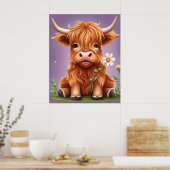 Leuke Whimsical Fantasy Schotse Hoogland Koe AI Poster (Keuken)