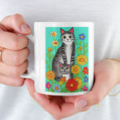 Leuke Whimsical Folk Art Kat en Kitten Quote Koffiemok