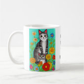 Leuke Whimsical Folk Art Kat en Kitten Quote Koffiemok (Links)
