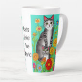 Leuke Whimsical Folk Art Kat en Kitten Quote Latte Mok (Rechterhoek)