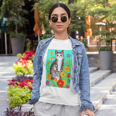 Leuke Whimsical Folk Art Kat en Kitten Quote T-shirt