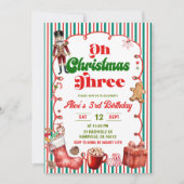 Leuke Whimsical Oh Kerstmis Drie Verjaardag Kaart (Voorkant)