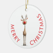 Leuke Whimsical Rendier Vrolijk Kerstfeest Keramisch Ornament (Links)