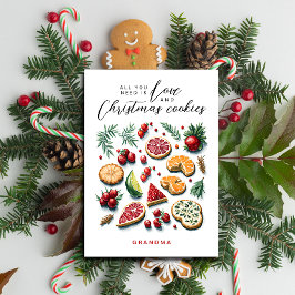 Leuke Whimsical Rode Groene Kerst Gebakken Aquarel Feestdagenkaart