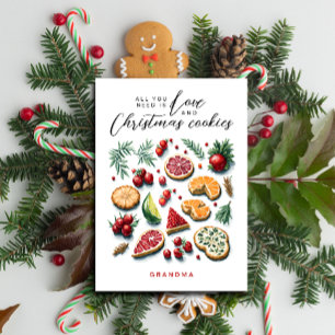 Leuke Whimsical Rode Groene Kerst Gebakken Aquarel Feestdagenkaart