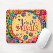 Leuke WhimsicalJesus Sprinkles Inspirity Kleurrijk Muismat (Met muis)