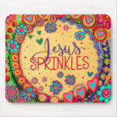 Leuke WhimsicalJesus Sprinkles Inspirity Kleurrijk Muismat (Voorkant)