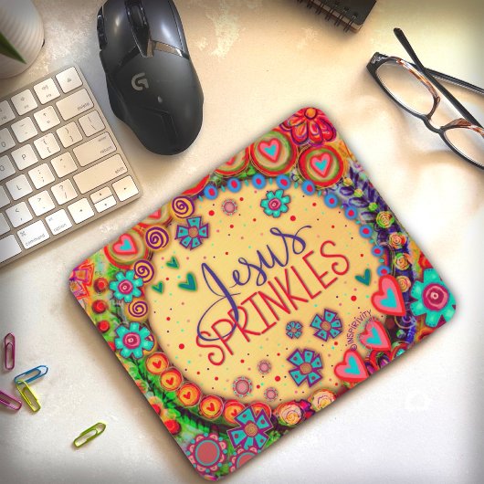 Leuke WhimsicalJesus Sprinkles Inspirity Kleurrijk Muismat