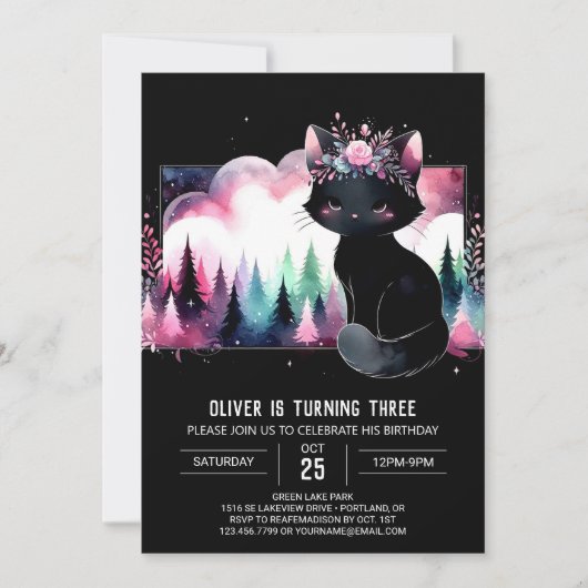 Leuke Whimsy Cat Verjaardag Kaart (Voorkant)
