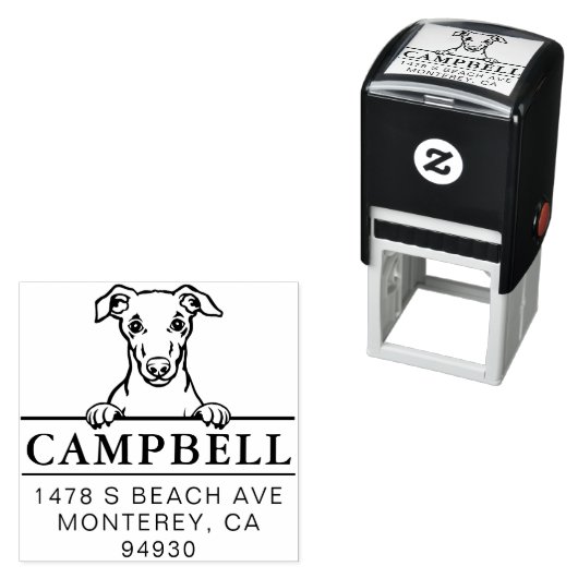 Leuke Whippet Custom Dog Address Stamp Zelfinktende Stempel (In situ)