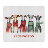 Leuke Whippets in Wintersjaals Snijplank (Voorkant)