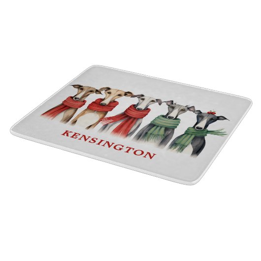 Leuke Whippets in Wintersjaals Snijplank (Hoek)