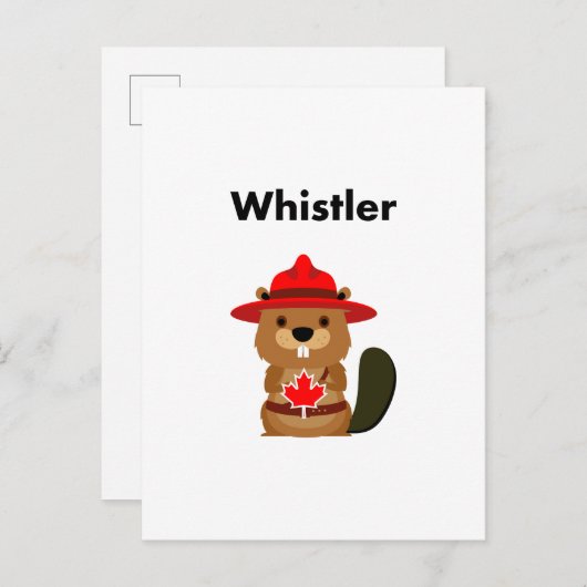 Leuke Whistler Canada Bever met Maple Leaf Briefkaart (Voorkant / Achterkant)