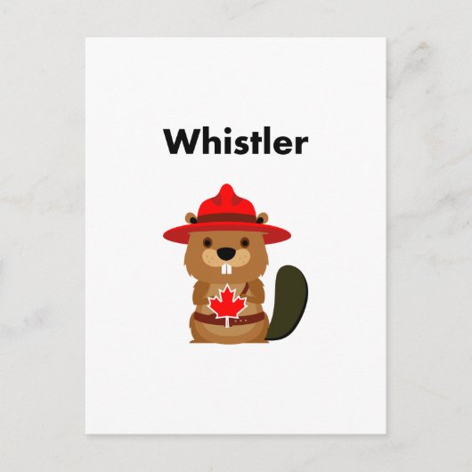 Leuke Whistler Canada Bever met Maple Leaf Briefkaart (Voorkant)