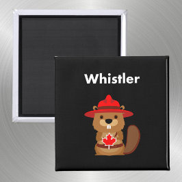 Leuke Whistler Canada Bever met Maple Leaf Dark Magneet