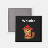 Leuke Whistler Canada Bever met Maple Leaf Dark Magneet (Voorkant / Achterkant)